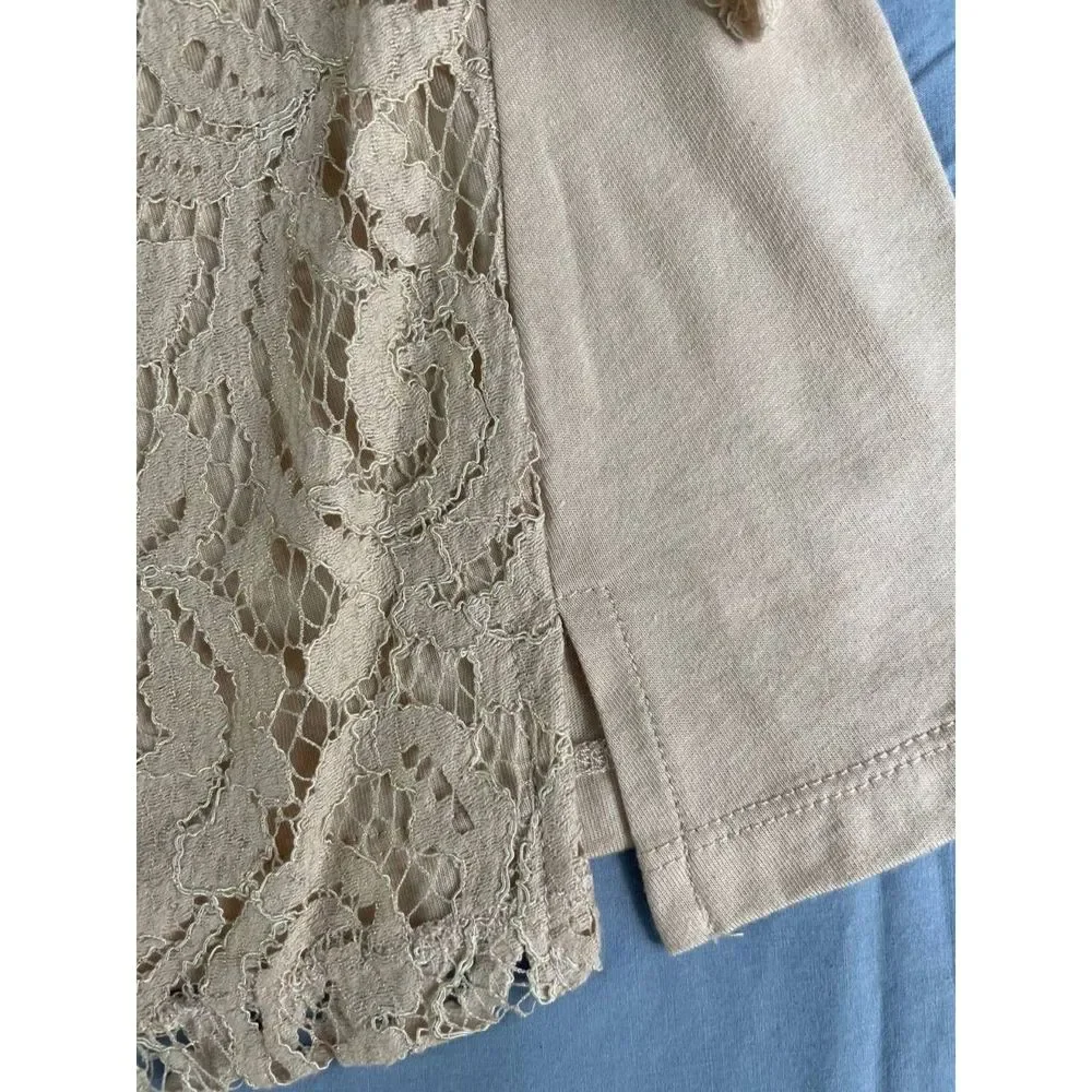 NWT Chico's Lenora Long Sleeve Lace Top Sand Pearl Size 1 US M Pullover Boho - Picture 3 of 8